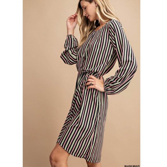 Glam Girl Fashion Dresses & Skirts - NWT Ethnic Stripe Asymmetrical Long Sleeve Dress